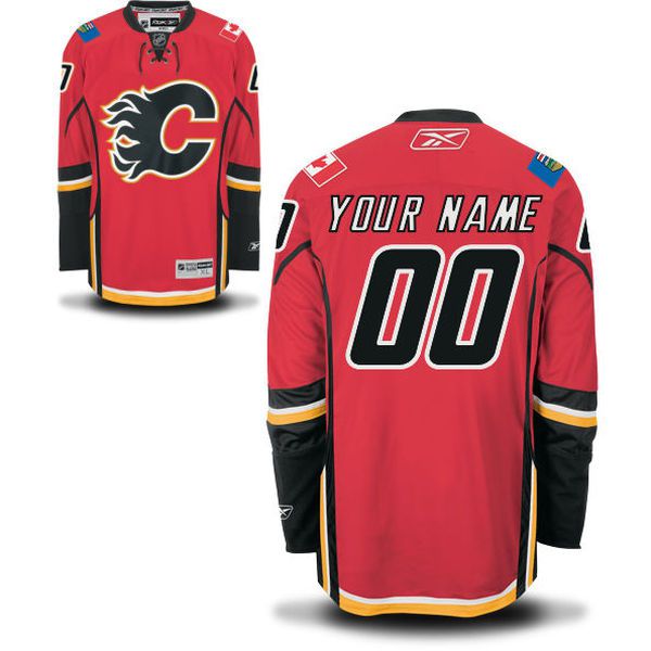 Reebok Calgary Flames Men Premier Home Custom NHL Jersey - Red->->Custom Jersey